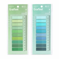 STASUN – Onglets adhésifs dégradés en PET, lot de 10 couleurs avec règle de 14 cm, marque-pages translucides pour carnet, agenda et bureau