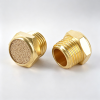 Silencieux pneumatique BSL à tête plate en laiton et bronze fritté, filetage mâle, pour soupape solénoïde et raccord pneumatique