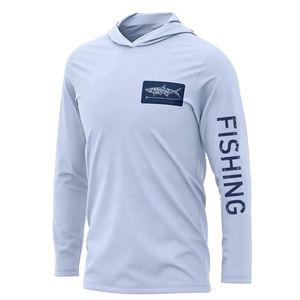 للبيع بالجملة ملابس صيد أسماك بحرية سريعة الجفاف فوق بالأشعة فوق بالعربية ، قمصان أداء بغطاء رأس بأكمام طويلة للصيد في البحر - Product Image 1