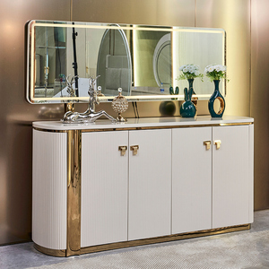 Modern Dining Room Wooden <strong>Sideboard</strong> Cabinet Home Furniture White Luxury Large Wood Living Room <strong>Sideboard</strong> with LED <strong>Mirror</strong> - Product Image 1