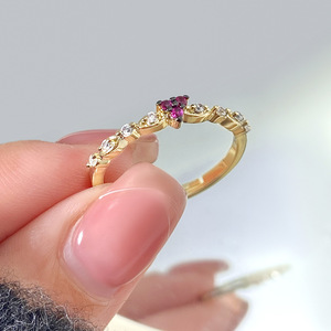 Đồ trang sức không thấm nước Nhẫn Ngón tay phụ nữ 18K mạ vàng brass thanh nhã Zircon mỏng Stack nhẫn cho cô gái - Product Image 4