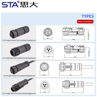 Conector de Alimentación y Señal Tipo Bayoneta Tamaño C 13/16 27UNS, Impermeable IP67, 2 3 4 5 6 7 8 9 12 14 18 Pines, Cable de PVC de 1M 2M 5M