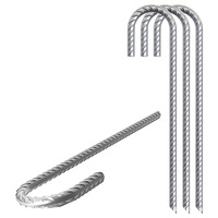 Ancres de sol de jardin en acier galvanisé, petits piquets, crochets en J, agrafes, vis, piquets de tente, goujons, 16 pouces, outil durable