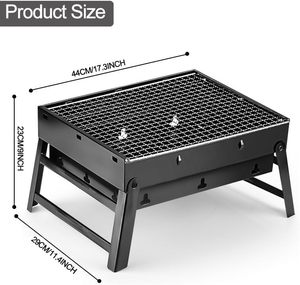Parrilla Portátil Plegable Multifuncional de Acero Negro para Exteriores, Estilo Tradicional, Acabado Electrochapado, para Asar en Casa - Product Image 2