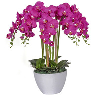 Sıcak satış gerçek dokunmatik lateks saksı Phalaenopsis orkide yapay çiçekler buket ev oturma odası dekorasyon sevgililer günü için
