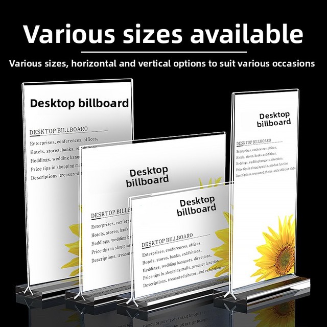 A4 Standing Menu Holder A5 Table Sign T-Shaped Double-Sided Display Stand Pull-Out Desk Card Customizable Made in China
