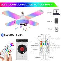 Ampoule LED RGB à quatre pales avec haut-parleur et télécommande, pliable, intelligente, pour soirées et discothèques