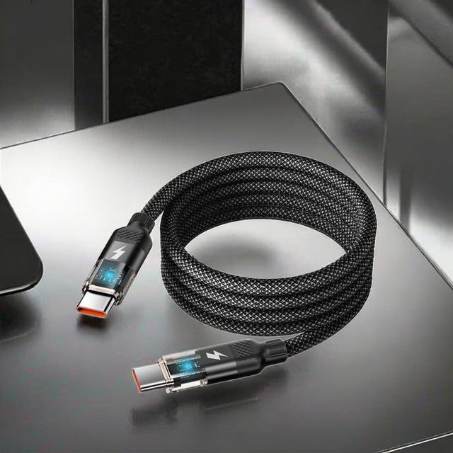 High Quality Pd 240w 60w Usb C to Usb C Led Fast Nylon Braided Cable 48v 5a Usb-c Charger Cable for Samsung Phone Laptop Kable