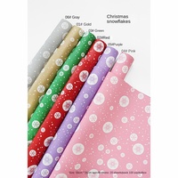 Papier d'emballage pour fleurs coréen imperméable, imprimé flocons de neige de Noël, papier d'emballage pour bouquets, fournitures pour fleuristes, vente en gros