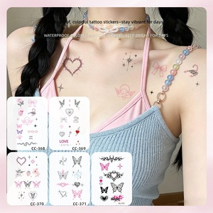 Adesivi per <span class=keywords><strong>Tatuaggi</strong></span> Temporanei Colorati e Alla Moda con Trasferimento ad Acqua, Motivi di Farfalle, Spine, Cuori, Angioletti e Fiocchi, Impermeabili e Duraturi - Product Image 1