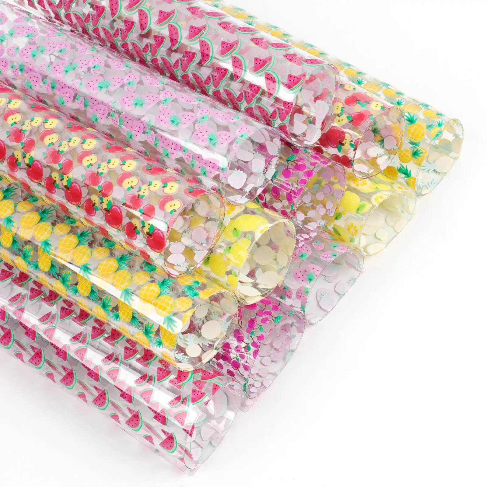 A4 PVC Trái Cây In Trong Suốt Sheets Vải Cho Handmade Craft Hồ Bơi Tóc Cung Jelly Faux Leather Sheets