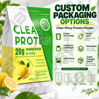 Poudre d'isolat de protéines de lactosérum clair saveur citron 20g Protéines Boisson sportive post-entraînement Mélange OEM ODM Fabricant de marques privées