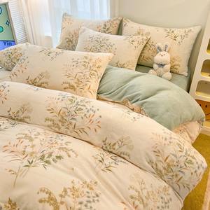 Ensemble de couette quatre pièces en velours de lait imprimé moderne Simple frais hiver doublé polaire Anti-acariens housse de couette <span class=keywords><strong>lit</strong></span> en molleton de corail - Product Image 4