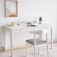 Escritorio Moderno Nórdico de Madera Maciza Resistente, Mesa Larga de Tamaño Pequeño con Cajón de Almacenamiento, Mesa de Computadora para Oficina en Casa o Estudio