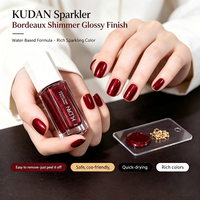 Vernis à ongles KUDAN rouge vin brillant à base d'eau, facile à retirer, sans lampe, séchage rapide, non toxique, pour manucure DIY à domicile, certifié UE, vente en gros