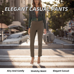 Women's High Waist Straight Pants Ankle-Length <b>Trousers</b> Solid Casual Office Wear - Product Image 2