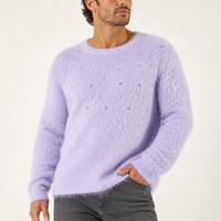 Herren Rundhals-Pullover Lavendel Strass Flauschiger Strickpullover mit Langen Ärmeln vom Hersteller