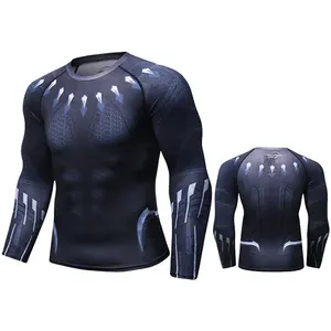 Fashion Popular Movie Sublimation Graphic T Shirts Men's Long Sleeve Sport Fitness Wear Rash Guard