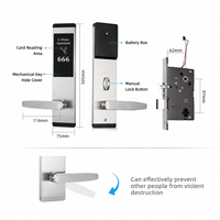 Système de gestion de serrures de porte d'hôtel en acier inoxydable en gros, serrure intelligente à carte IC pour porte en aluminium avec stockage cloud