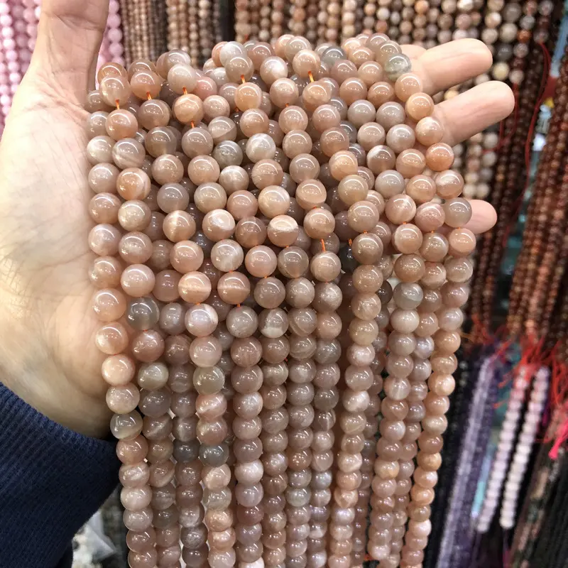 High Quality Natural 7A Sun Stone Loose Beads 6/8/10 mm Round Gemstone Sunstone Crystal Beads for Jewelry Making