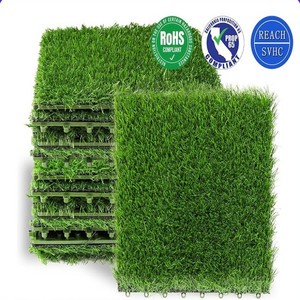 Dalles de gazon artificiel emboîtables personnalisées 30/60 mm, gazon <span class=keywords><strong>puzzle</strong></span> pour terrains de badminton/tennis/football, fil micro-tressé CE - Product Image 6