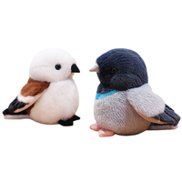 Ornements d'oiseaux en fourrure courte et douce, moineau blanc moelleux et pigeon en peluche à col brodé, jouet décoratif pour table de chambre