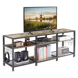 Support TV pour téléviseurs jusqu'à 70 pouces avec étagères de rangement ouvertes à 3 niveaux Crochets pour salon, chambre et salle de jeux - Product Image 1