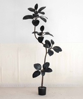 Plante artificielle Ficus caoutchouc noir à tige épaisse et robuste, décoration moderne, plusieurs hauteurs, feuilles noires foncées, pour la maison et l'hôtel