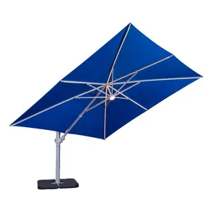 Parasol LED con logotipo personalizado, sombrilla Cantilever para jardín, Patio exterior, con luz