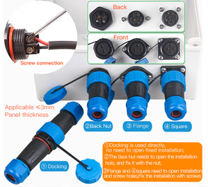 IP68 Waterproof <strong>Nylon</strong> Connector LD16-2-core/3-core/4-core Male/Female Connectors Rear Nut <strong>Screw</strong> Crimping Type for Automobile - Product Image 6