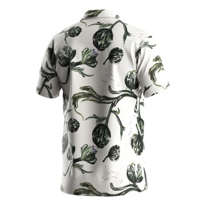 Camisas de Verano Vintage Personalizables para Hombre, de Secado Rápido, Manga Corta, con Estampado Floral, Transpirables, de Sarga Blanca, para Playa, Suministro ODM - Product Image 4
