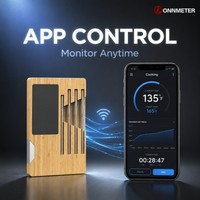 Thermomètre de cuisson sans fil intelligent pour barbecue via connexion APP, ±0.5 ° Lecture précise avec 4 sondes en acier inoxydable
