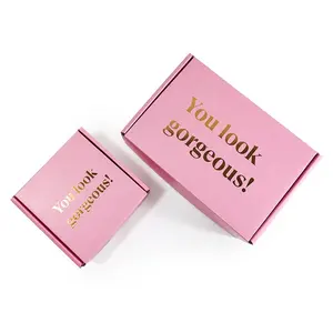 Logos Custom Hot Pink Premium Corrugated Paper Cardboard Kids Gifs Brides Maid Clothes Shoes Packing Shipping Box For Dress