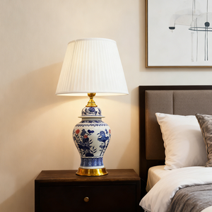 <strong>Copper</strong> Table <strong>Lamp</strong> Bedside Jingdezhen Ceramic Chinese Style Decorated LED Table <strong>Lamps</strong> for Living Room Bedroom - Product Image 1
