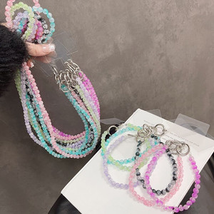 Trendy Acrylic Lanyard Cord String Strap Crossbody Universal Mobile Charm Hook Cell Phone Charms Beads Keychain