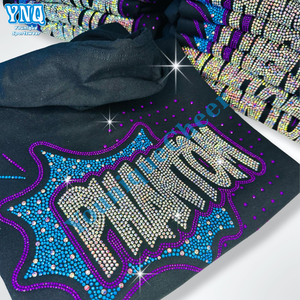 Precio bajo Cheerleading Hotfix Custom Rhinestone Heat Transfer Design Iron on T-shirt - Product Image 2