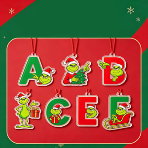 Nouveauté transfrontalière créative : Décorations en plastique plates de 26 lettres pour sapin de Noël, maison, fête, cadeau, vente en gros - Product Image 1