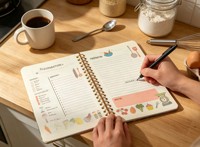 Roze Bloemige Kat Chef Spiraalvormig Receptenboekje Schattige Kat Chef Hoed Illustratie Hardcover Familie Bakboek Dagboek Groothandel