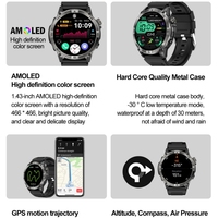 Nuevo Reloj Inteligente Deportivo HK08 con GPS, Llamadas Bluetooth, Brújula, Asistente de Voz con IA, Calendario, Resistencia Extrema e Impermeable para Hombre