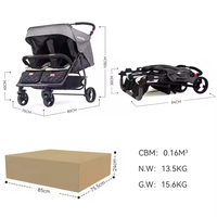 Poussette double pliable Purorigin, best-seller, haute qualité, cadre en alliage d'aluminium léger, matériau polyester, capacité de charge 15 kg