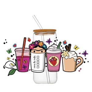 Vinilo Personalizado UV para Envoltura de Vasos de 16 oz, Impresión por Transferencia de Agua de Alta Calidad con Diseño de Dibujos Animados, Envoltura Impermeable Personalizada UVDTF para Vasos Libby - Product Image 6