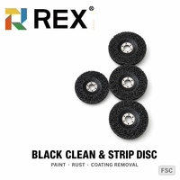 Disque de décapage et de nettoyage REX noir 4,5 pouces 115 mm en carbure de silicium grain 36-150 pour décapage de peinture, construction, certifié FSC