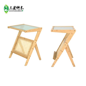Nordic-style rattan coffee <b>table</b>, suitable for <b>small</b> living rooms and <b>small</b> apartments, simple round coffee <b>table</b>, solid wood - Product Image 1