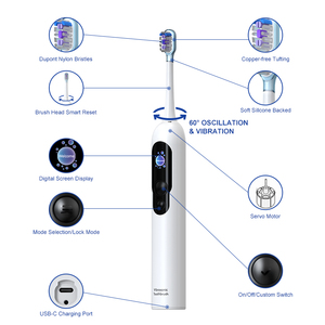 แปรงสีฟันไฟฟ้าโซนิคอัจฉริยะ หน้าจอ LCD แสดงผล แปรงสีฟันแบบสั่น Vibrosonic สำหรับการเดินทาง โหมด DIY ปรับแต่งได้ ระบบสั่นแบบคลื่น 60 องศา - Product Image 2