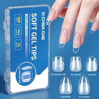 Puntas de Uñas en Caja Color Blanco Porcelana, Ultrafinas, Mate, Forma de Gota de Agua, Almendradas, Sin Necesidad de Limar o Pulir