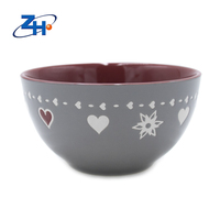 Ensemble de bols écologiques personnalisés pour le camping, vaisselle en porcelaine de haute qualité avec fond rouge, vaisselle en céramique contemporaine