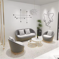 Canapé gonflable moderne en tissu, rond, une place, sans dossier, sans accoudoirs, rembourré en éponge, avec pieds en métal, fauteuil lounge pour salon et chambre à coucher