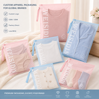 Sacs à fermeture éclair personnalisés avec logo rose mat/givré, certifiés recyclés, conformes aux normes, sacs à fermeture éclair pour vêtements