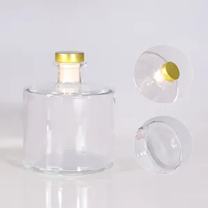 Custom Luxury 500ml 1000ml Clear Round Glass Bottle For Reed Diffuser
