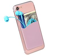 Nyaman Telepon Pemegang Kartu Dompet Silikon Stick-On ID Kartu Kredit Saku untuk Smartphone iPhone